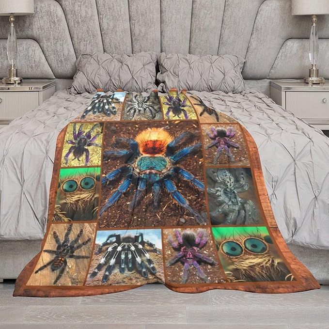 Tarantula Spider Blanket Gifts for Tarantula Lovers Tarantula Throw Blanket for Men Women Kids Adults Soft Warm Cozy Fleece Blanket for Couch Sofa Bed 40"x50"