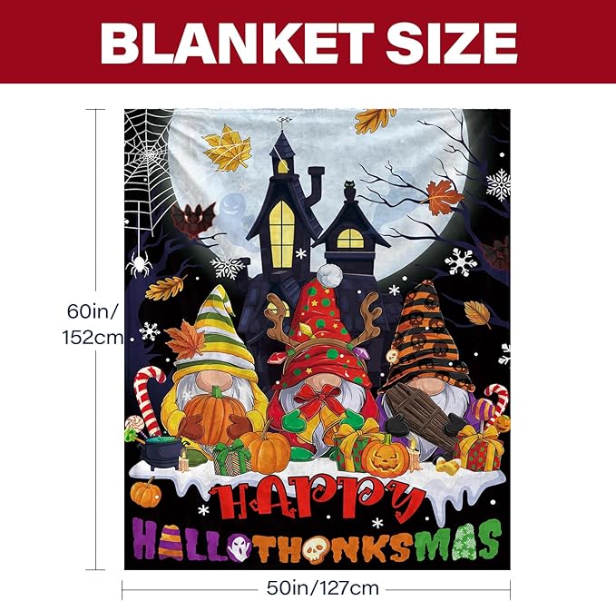 Christmas Blanket, Christmas Throw Blanket for Sofa Couch Room Bed, Xmas Gifts for Women Men Daughter Son Kids, Gifts for Thanksgiving, Pumpkin Gift, 50"x60"