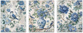 OFJE Vintage Chinoiserie Floral Bird Wall Art Decor Prints Set of 3, Retro Blue and White Grandmillenial Flower Birding Wall Art Posters Decor for Home Bedroom Living Room, 8x10 Unframed