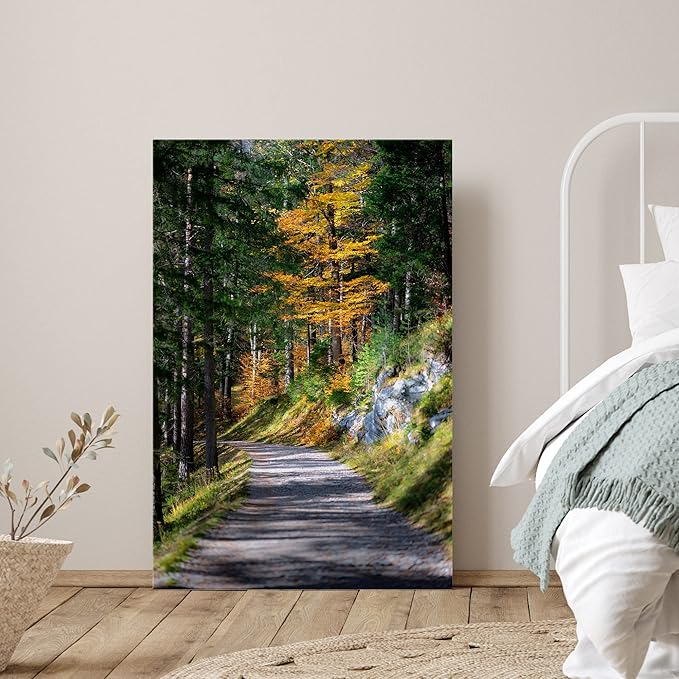 SIGNWIN Canvas Wall Art Green Forest Path Nature Forest Photography Realism Rustic Scenic Dramatic Multicolor Cool for Living Room - 16"x24" inches