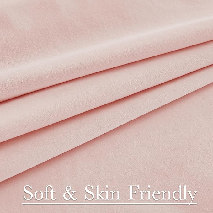 StangH Baby Pink Velvet Curtains 96 Inches Long, Room Darkening Super Soft Drapes with Rod Pocket Back Tab Styling for Living Room Bedroom, Thermal Insulated Window Treatment, W52 x L96 inch, 2 Panels