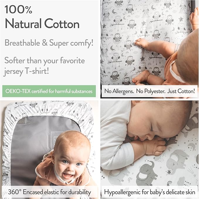 Bassinet Fitted Sheets for Dream on Me Traveler Portable Bassinet & Bedside Sleeper Skylar, Lotus, Seashell – Snuggly Soft 100% Jersey Cotton – 2 Pack