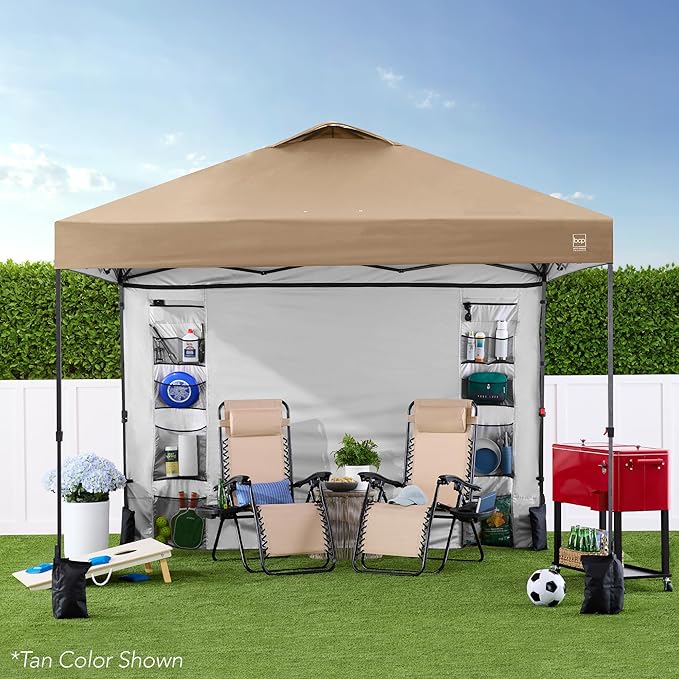 Best Choice Products 10x10ft Easy Pop Up Canopy w/Side Wall, 10 Pockets, Portable Carrying Case, 1-Button Setup, 4 Weight Bags - Cerulean