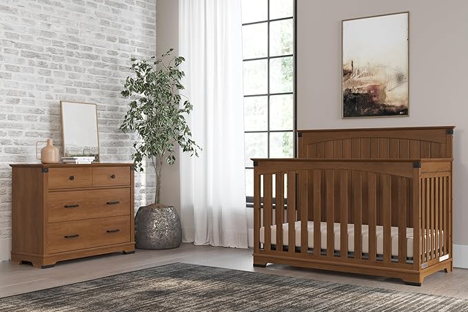Child Craft Redmond Full Panel 4-in-1 Convertible Crib, Converts to Day Bed, Toddler Bed and Full-Size Bed, 3 Adjustable Mattress Positions, Non-Toxic, Baby Safe Finish (Coach Cherry)
