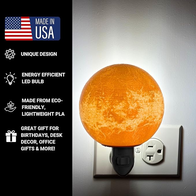 Moon Night Lights | Night Lamp LED Light | 3D Solar System NightLight, Planet Home Décor, Space Nursery, Kids Room, Space Gift, Birthday Gifts, Bedroom Decorations (Venus, 5 Inch)