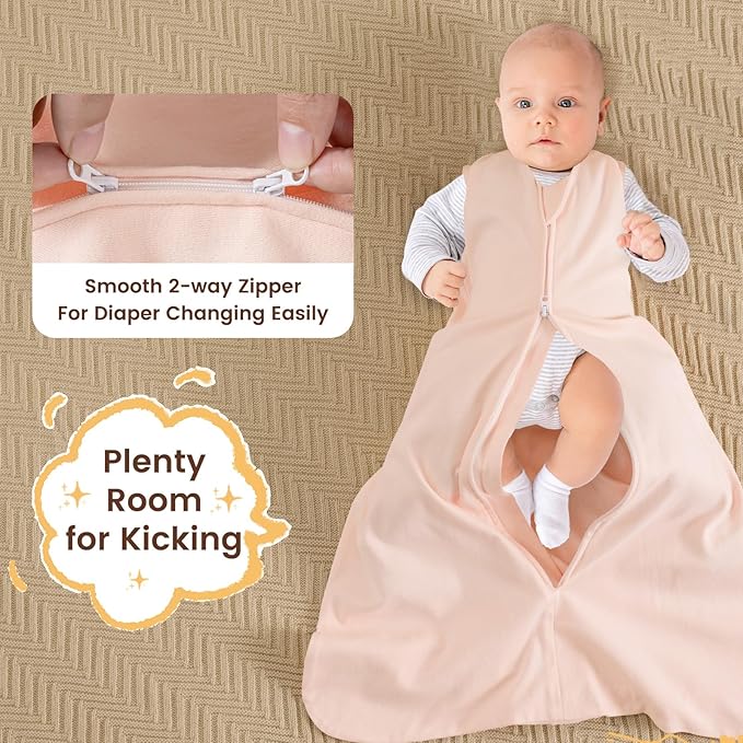 PHF Soft Baby Sleep Sack 12-18 Months 100% Organic Cotton Wearable Blanket, 2-Way Zipper 0.5 TOG Toddler Sleeping Sack 3 Pack, Comfy Sleep Bag for Baby Boys Girls, Lemon (Large)