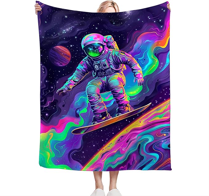 Astronaut Blanket Spaceman Throw Blanket Astronaut Gifts and Decor Fantasy Astronaut Blanket for Boys Girls Women Men Kids Adults Soft Warm Cozy Fleece Blanket for Couch Sofa Bed 60"x50"