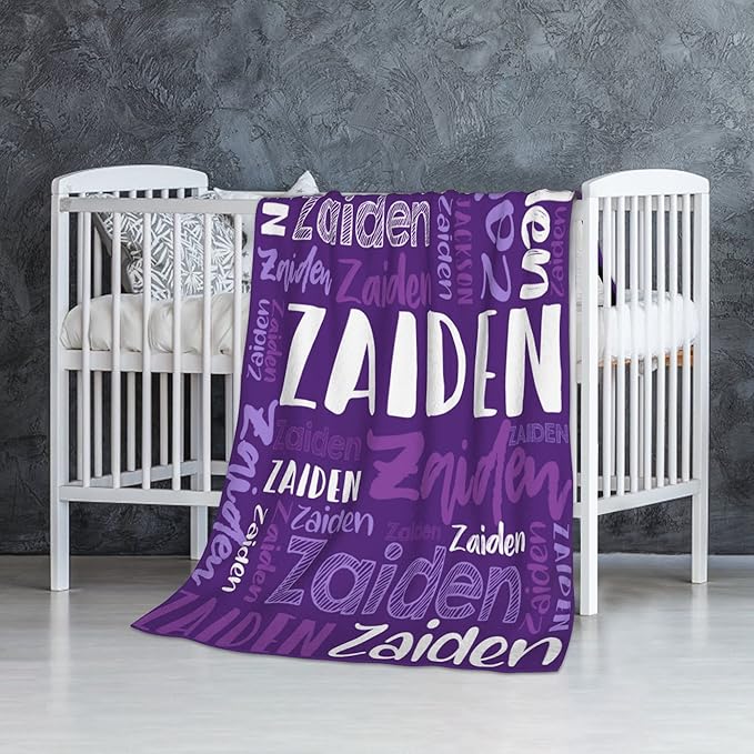 Dr.TOUGH Personalized Blankets with Name Customized Baby Blankets for Girls Boys Adults Monogrammed Blankets and Throws Christmas Birthday Mothers Fathers Valentines Day Gift (Purple,30''×40'')