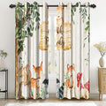 Renaiss 52 x 108 Inch African Safari Baby Curtains Grommet Blackout Window Curtain Planks Animals Tropical Tree Stump Fox Squirrel Mushrooms Print Window Treatment for Kids Boys Bedroom Decor 2 Panels