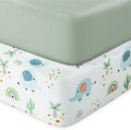 Baby Crib Sheets 2 Pack for Boys and Girls Fit for Standard Crib Toddler Mattress Breathable Soft Microfiber Baby Sheet 28x52x8 in (Dumbo & Green)