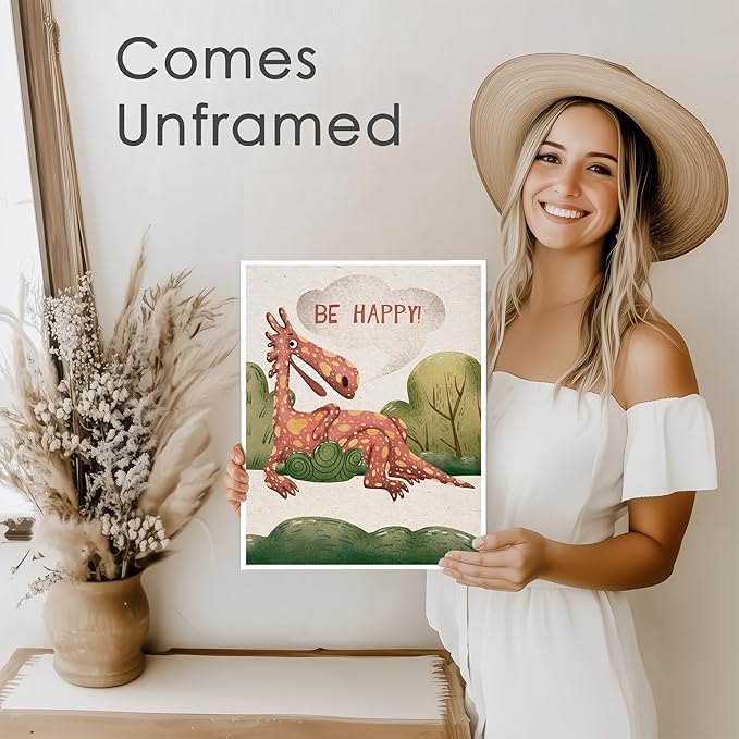 DREAM BIG PRINTABLES - Dragon Art Prints (Set of 4) - Unframed - 8x10s | Wall Art for Home, Office, Kids Room, Living Room, Bedroom, Classroom Decor