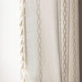 Deeprove White Boho Curtains 90 inches Length for Living Room Bedroom Nursery, Vintage Bohemian 90 inches Long Embroidery Farmhouse Light Filter Country Tassel Window Treatments, W52 x L90, 1 Panel