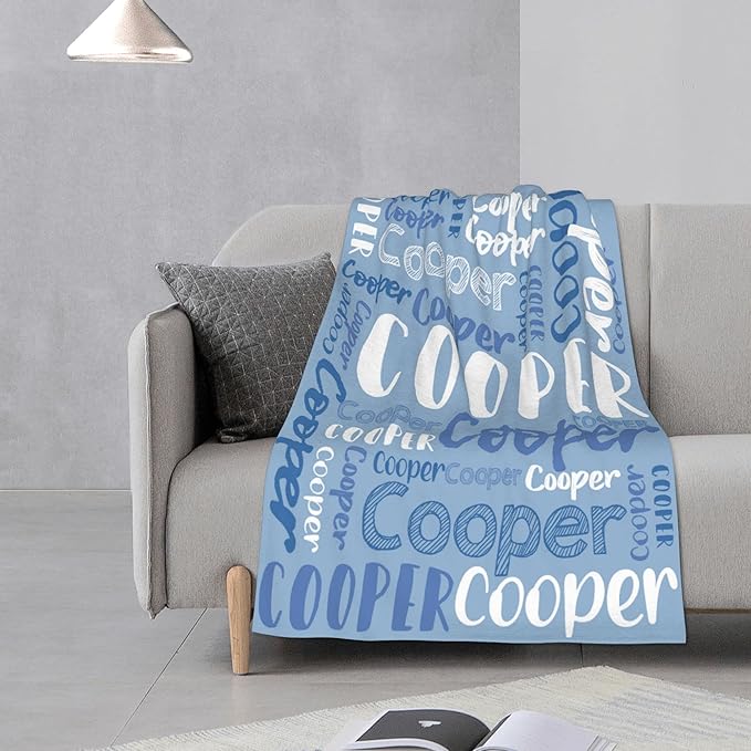 Dr.TOUGH Personalized Blankets with Name Customized Baby Blankets for Girls Boys Adults Monogrammed Blankets and Throws Christmas Birthday Mothers Fathers Valentines Day Gift (Sky Blue,60''×80'')