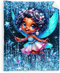 Girls Fairy Blanket, Fairy Throw Gift for Kids Daughter Birthday, 50x60 Inches Lightweight Soft Cute Black Throw Blankets for Sofa Couch Living Room Bed