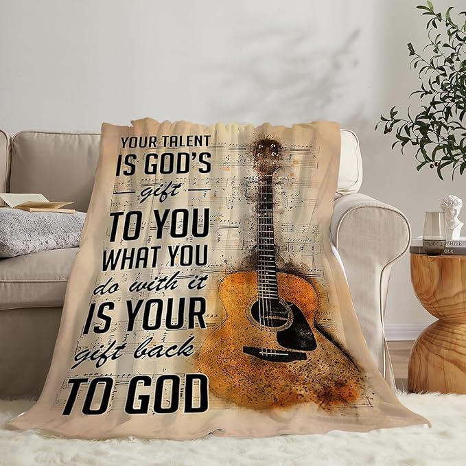 Tijuboni Guitar Music Throw Blanket Guitar Gifts for Girls Boys Women Men Kids Adults Soft Flannel Fleece Blanket for Couch Sofa Bed Home Decor 40"x50"