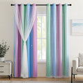 XiDi Green Purple Blue Curtains 84 Inches Long for Girls Bedroom 2 Panels Set, Blackout Rainbow Curtains for Kids Room Decor, Unicorn Wall Decals Drapes for Little Girl Nursery Room 34 Inches Wide