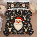 Black Christmas Comforter Set King Size Santa Claus Bedding for Girls Teen Women Xmas Reindeer Holiday Bedroom Quilt Bed Sets, 1 Comforter 2 Pillowcases