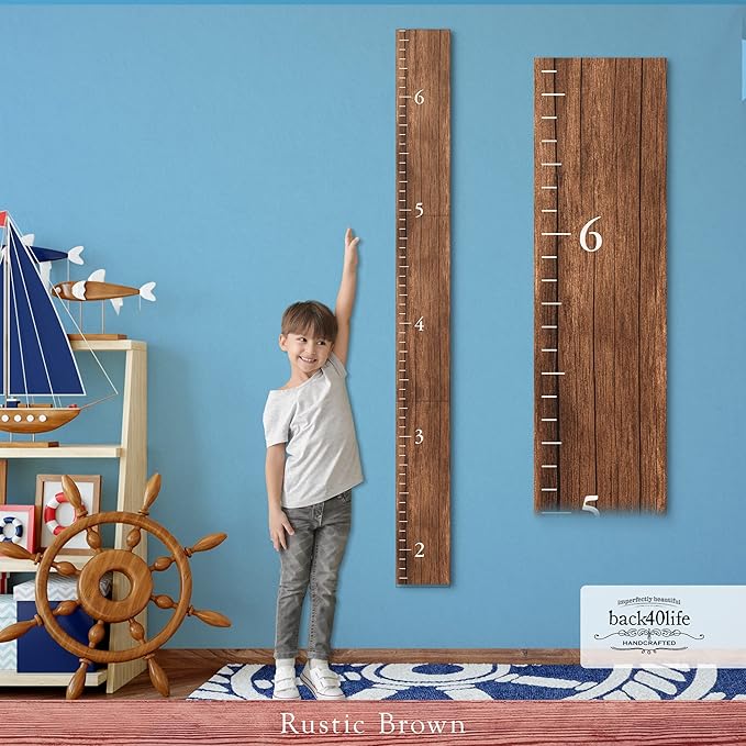 Farmhouse Style Wooden Kids Growth Chart Ruler for Boys and Girls