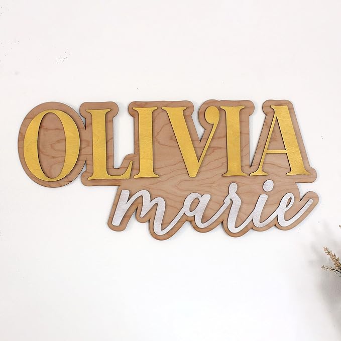 Large Wood Nursery Sign | Nursery name sign for Kids | Custom Wood Name Sign | 3D Wood Baby Name Sign (Purple)
