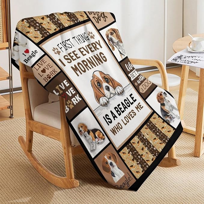 Beagles Dog Print Blanket Best Dog Pet Animal Throw Blankets for Couch Sofa Stuff Decor Gifts Lightweight Soft Cozy Fleece Plush Warm Flannel Bedding for Lover Man Woman Teen Adults 60"x80"