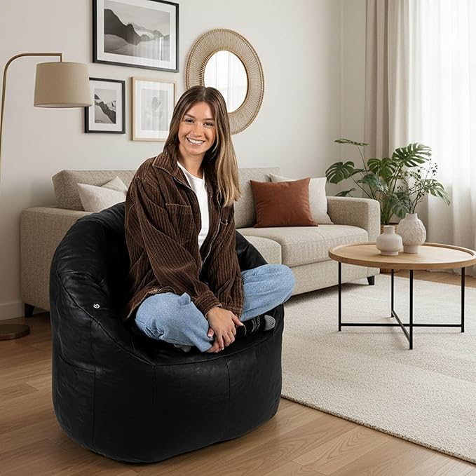 Big Joe Milano Beanbag Chair with Vibe Black Montana Leather
