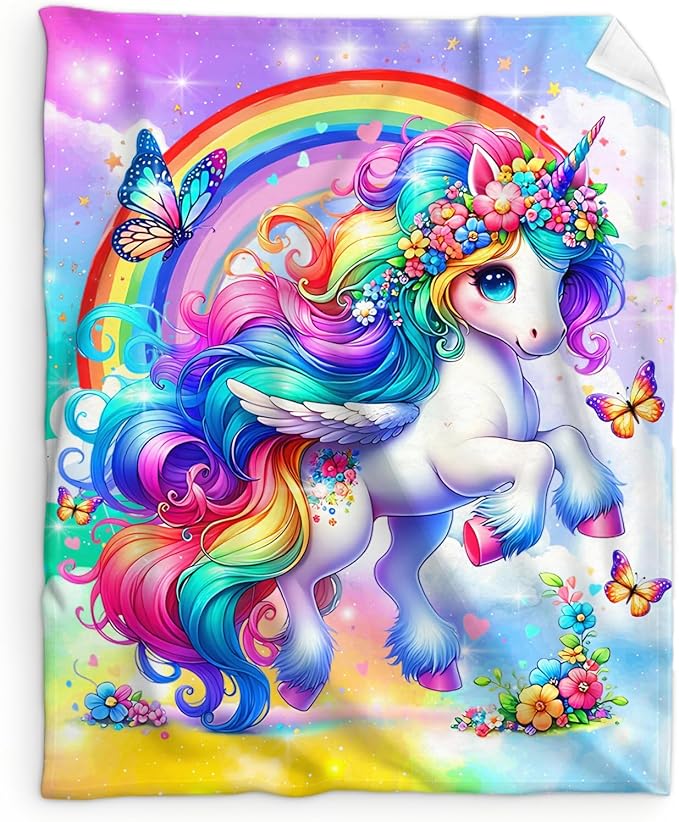 Girls Unicorn Blanket, Throw Gift for Kids Teens Adults Unicorn Lovers 60x80 Inches Lightweight Soft Cute Decor Throw Blankets for Sofa Couch Bed