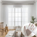 Off White Sheer Curtains 108 Inches Long 2 Panels, Thin Textured Linen Look Drapes for Living Room, Rustic Ivory See Through Window Decor, DIY Pinch Pleat Sliding Glass Door Curtain