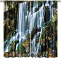 Waterfall Blackout Window Curtains, Forest Nature Landscape Theme Pattern Print Window Drapes, for Living Room Bedroom 84" W X 84" L