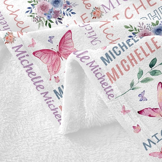 Ships Next Day, Personalized Baby Blankets, Custom Baby Blanket with Name for Girls,Gift for Chrismas Birthday Memorial Day, Customized Flannel Blanket for Kids Adults 40"X50"
