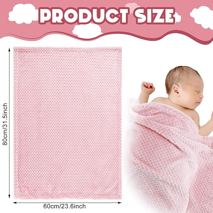 Frienda 4 Pcs Baby Fuzzy Blanket Fluffy Baby Blanket for Boys Girls Soft Warm Infant Newborn Toddler Receiving Nursery Bed Supplies, 32 x 24 Inch(Pink Color)