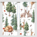 YCness Forest Animal Curtains, Wild Animals Watercolor Woodland Bear Rabbit Cartoon Window Treatments for Kids Bedroom Living Room Kitchen Living Room Drapes, 52x84 Inch