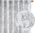 jinchan Linen Nursery Curtains 84 inch Long Woodland Wildlife Blue Print Drapes for Kid's Room Light Filtering French Country Farmhouse Curtains with Bunny and Forest Design Set of 2 Panels