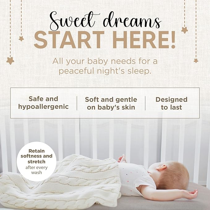 Pack and Play Sheets Fitted - Portable Mini Crib Mattress Sheet for Boys & Girls - Soft Jersey Cotton Play yard Sheets - Mattress Cover - Fits Most Pack n Play - Safe and Snug for Baby 2 Pack