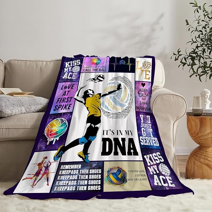 Volleyball Blanket Volleyball Gifts for Girls Boys Woman Kids Lover Sport Throw Blankets Soft Blanket Warm Fleece Flannel Plush Blankets for Bed Sofa Couch 60"x80"