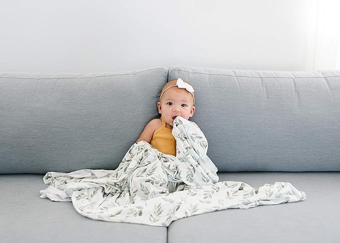 Copper Pearl Large Premium Knit Baby Swaddle Receiving Blanket Fern