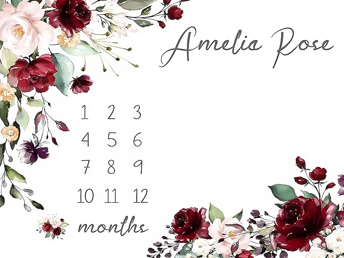OLIVE OLIVIA Personalized Baby Gifts with Customized Name - Monthly Milestone Blanket for Girls and Boys, Perfect Custom Gift, 60"x80"