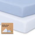 KeaBabies 2-Pack Organic Crib Sheets for Boys, Girls - 52x28 Fitted Crib Mattress Sheet Neutral, Breathable Jersey Cotton Cover for Baby Bed, Toddler Mattress, Soft & Cute Prints (Blue Flax)