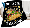 Taco Blanket for Girls Just Girl Who Loves Tacos Throw Blanket Soft Cozy Warm Fuzzy Fleece Tacos Food Bedroom Decor Blanket Gifts for Kids Women Men Adults Couch Sofa Bedding 50"X40"