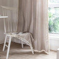 Deeprove Boho Curtain 63 Inches Length for Bedroom Living Room, Cotton Linen Weighted Taupe Stripes Embroidery, Semi Blackout Bohemian Retro Window Treatment Drape Tassels 1 Panel W52 x L63 Natural