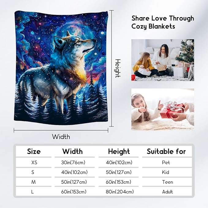 Boys Blanket Wolf Blankets Gifts for Kids/Teens - Flannel Soft Cool Throws for Office, Sofa - 40"x50"
