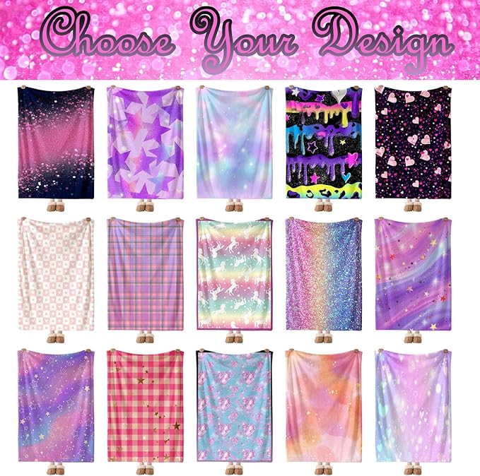 Custom Unicorn Blanket for Girls, Personalized Baby Blanket with Name for Kids Teens, Cute Blanket for Daughter Granddaughter,Gift for Unicorn Lovers, Cozy Flannel Throw Blankets for Bed Room Decor