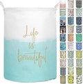 Merdes 19.7’’ Waterproof Foldable Laundry Hamper, Dirty Clothes Laundry Basket, Linen Bin Storage Organizer for Toy Collection (Life Blue)