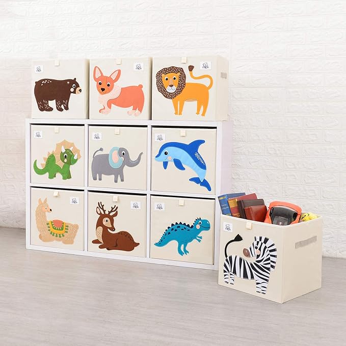 CLCROBD Foldable Animal Cube Storage Bins Fabric Toy Box/Chest/Organizer for Toddler/Kids Nursery, Playroom, 13 inch (Dolphine)