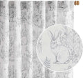 jinchan Linen Nursery Curtains 96 inch Long Woodland Wildlife Grey Print Drapes for Kid's Room Light Filtering French Country Farmhouse Gray Curtains with Bunny and Forest Design Set of 2 Panels
