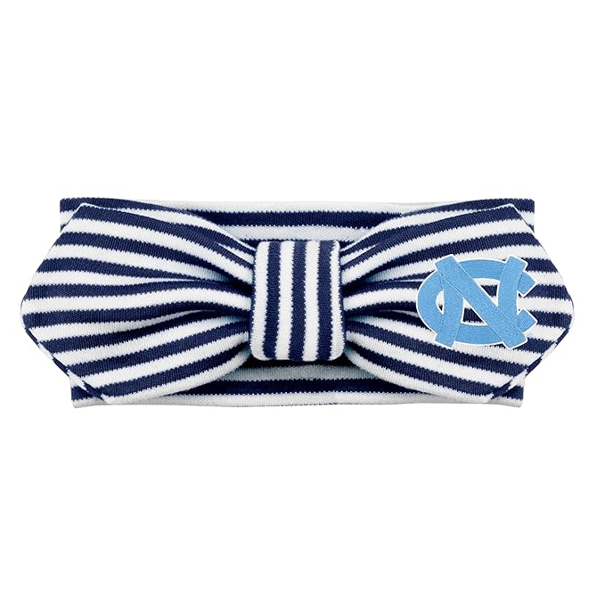 Creative Knitwear North Carolina Tar Heels Infant Girls Navy/White Striped Hair Knot Headband Embroidered Logo - Size Newborn - 4T