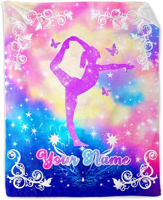 Custom Gymnastics Blanket for Girls - 30 x 40 Inches Kids Gifts for Gymnasts - Fuzzy Flannel Throws Stuff for Team, Gymnastics Lovers