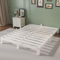 6 Inch Full Size Bed Frame with Metal Gaskets, White Full Bed Frame No Box Spring Need, Heavy Duty Steel Platform Support, Round Corner Legs, Easy Assembly, Noiseless