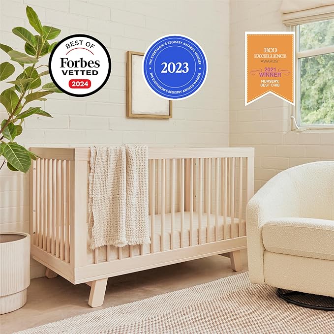 Babyletto Hudson 3-in-1 Convertible Baby Crib - GREENGUARD Gold Certified - Convertible Crib to Toddler Bed and Daybed - Baby Bed with 4 Adjustable Heights - Wooden Crib - Washed Natural