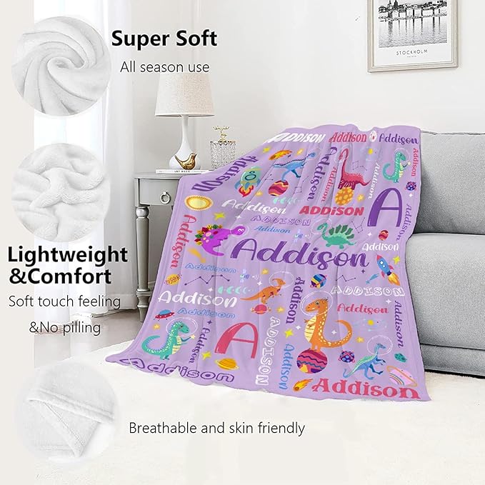 Custom Dinosaur Astronaut Blanket Gifts for Girls Boys Women - Super Soft Cozy Warm Throw Sheet for Couch Bed Sofa Office Decor All Season 50"x60" for Teens