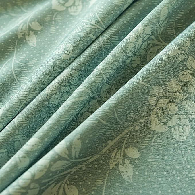 ENJOYBRIDAL Floral Curtains 84 Inches Long Sage Green Farmhouse Drapes Living Room Bedroom Semi Sheer Rod Pocket Window Curtain Panels Floor Length Rustic Boho Retro 2 Panel Sets Window Treatments